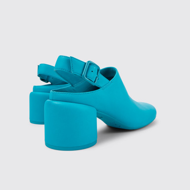 Back view of Niki Blue leather heels for women