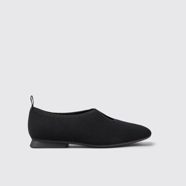 Side view of Casi Myra Black one-piece knit ballerinas for women