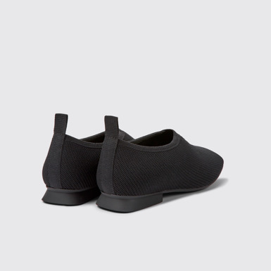 Back view of Casi Myra Black one-piece knit ballerinas for women