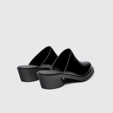 Bonnie 黑色亮皮女士短跟穆勒鞋後面