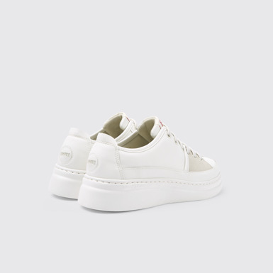 Back view of Twins White multicolored recycled leather sneakers for women