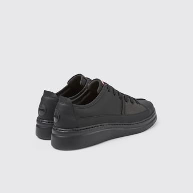 Back view of Twins Black multicolored recycled leather sneakers for women