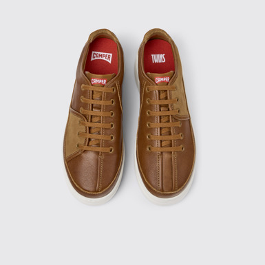 Overhead view of Twins Red Full Grain Sneakers for Women.
