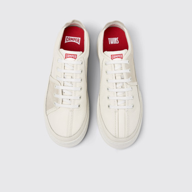 Overhead view of Twins Gray Leather and Nubuck Sneakers for Women.