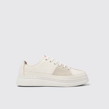 Side view of Twins Gray Leather and Nubuck Sneakers for Women.