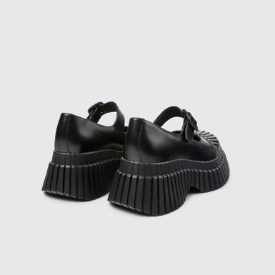Back view of BCN Black Leather Women's Shoe.
