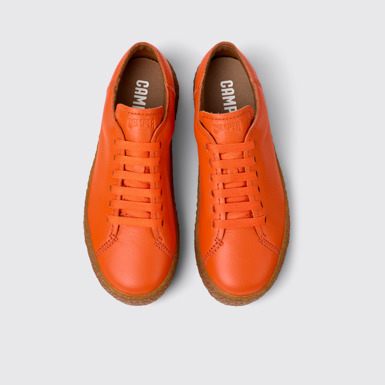 Overhead view of Peu Terreno Orange Leather Sneakers for Women