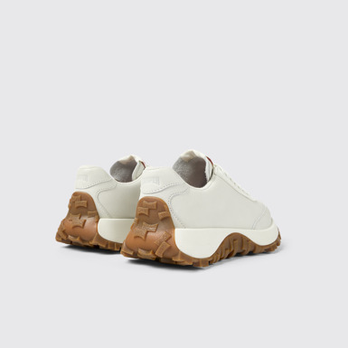 Back view of Drift Trail White Leather Sneakers for Women.