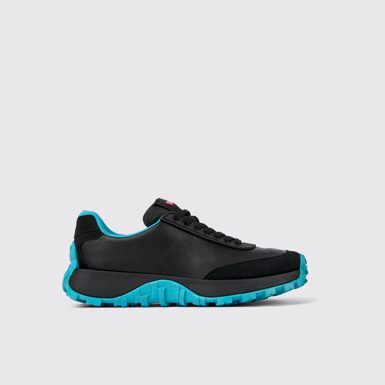 Side view of Drift Trail VIBRAM Black leather and nubuck sneakers for women