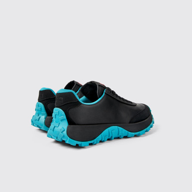 Back view of Drift Trail VIBRAM Black leather and nubuck sneakers for women