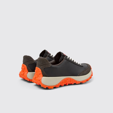 Back view of Drift Trail VIBRAM Black leather and nubuck sneakers for women