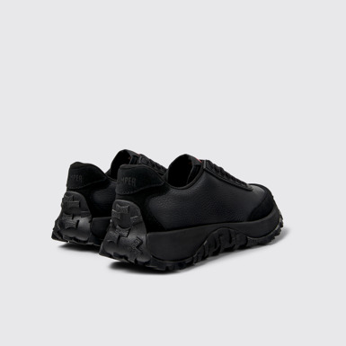 Back view of Drift Trail Black Recycled PET and Leather Sneakers for Women.