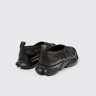 Back view of Karst Black Leather Women's Shoes.
