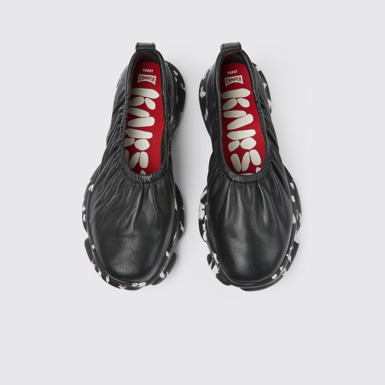 Overhead view of Karst Black Leather Ballerina for Women
