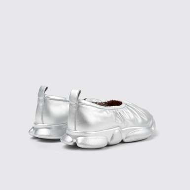Back view of Karst Silver Leather Women's Shoes.