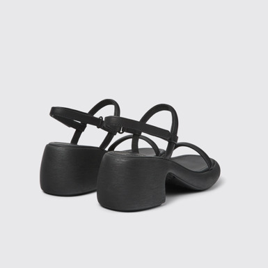 Back view of Thelma Black Leather Sandal for Women