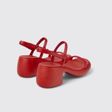 Back view of Thelma Red Leather Women's Sandals.