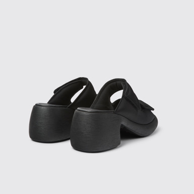 Back view of Thelma Black Textile 2-Strap Sandal for Women