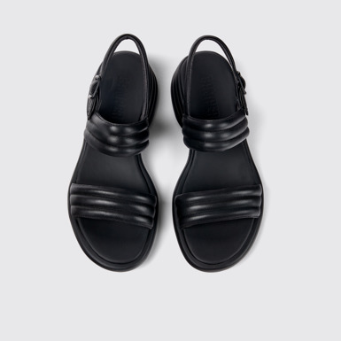 Spiro Black Leather 2-Strap Sandal for Women