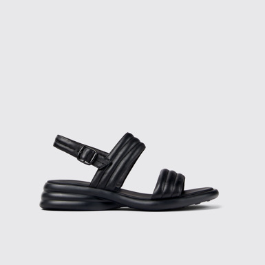Spiro Black Leather 2-Strap Sandal for Women