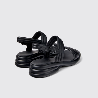 Back view of Spiro Black Leather 2-Strap Sandal for Women
