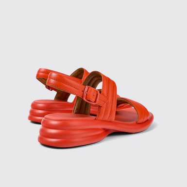 Back view of Spiro Red Leather 2-Strap Sandal for Women