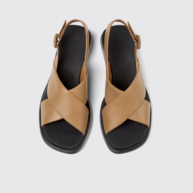Dana Brown Leather Cross-strap Sandal for Women