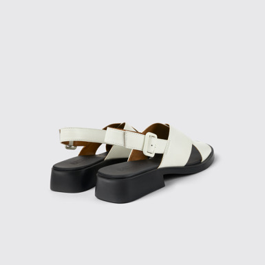 Back view of Dana White Leather Sandals for Women.