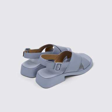Back view of Dana Blue Leather Sandals for Women.