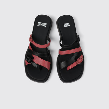 Overhead view of Twins Multicolored Leather Open-toe Sandal for Women