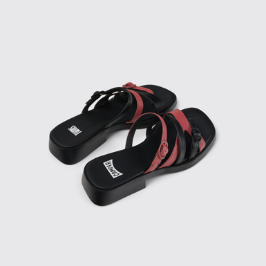 Twins Sandales à bout ouvert en cuir multicolore pour femme