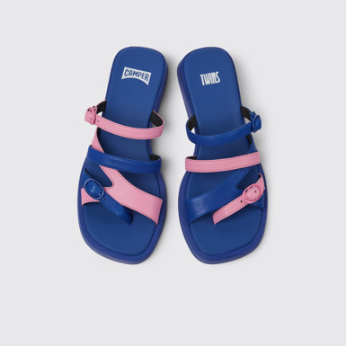 Overhead view of Twins Multicolored Leather Open-toe Sandal for Women