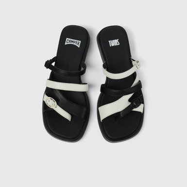 Overhead view of Twins Multicolored Leather Open-toe Sandal for Women