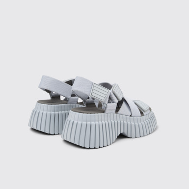 Back view of BCN Gray Textile Cross-strap Sandal for Women