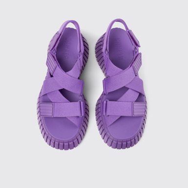 Overhead view of BCN Purple Textile Cross-strap Sandal for Women