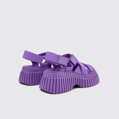 Back view of BCN Purple Textile Cross-strap Sandal for Women