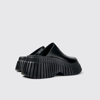 Back view of BCN Black Leather Clog for Women