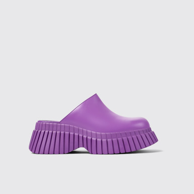 Side view of BCN Purple Leather Clog for Women