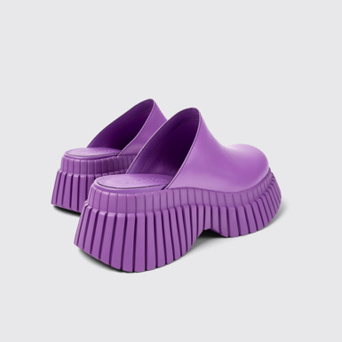 Back view of BCN Purple Leather Clog for Women