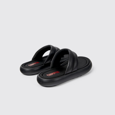 Back view of Pelotas Flota Black Leather Flip-Flop for Women
