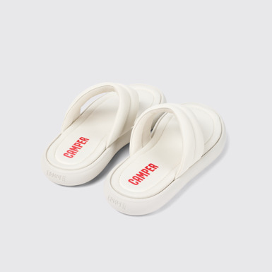 Back view of Pelotas Flota White Leather Flip-Flop for Women
