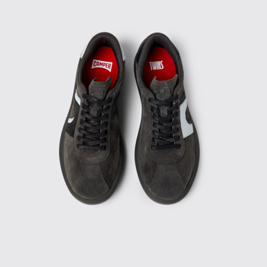 Overhead view of Twins Gray-black Nubuck/Leather Sneaker for Women