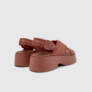 Back view of Tasha Red Textile Cross-strap Sandal for Women