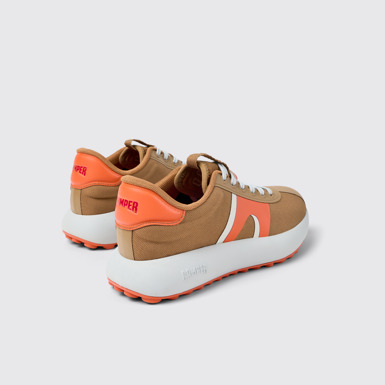 Back view of Pelotas Athens Brown Textile Sneaker for Women