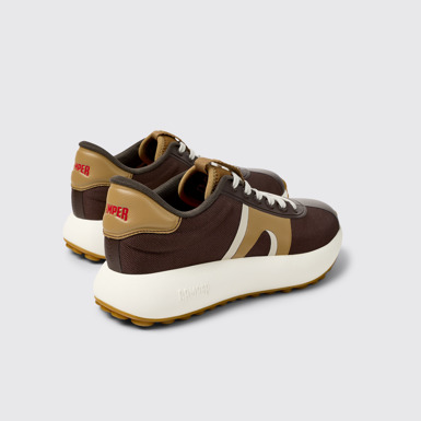 Back view of Pelotas Athens Brown Textile Sneaker for Women