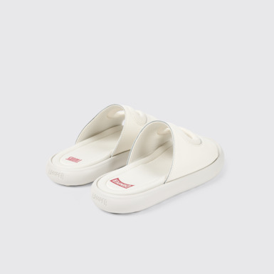 Back view of Twins White Leather/Textile Slide for Women