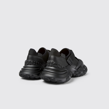 Back view of Pelotas Mars Black Textile/Leather Sneaker for Women