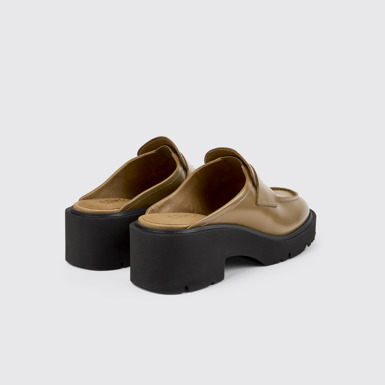 Back view of Milah Brown Leather Clog for Women