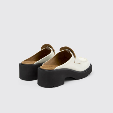 Back view of Milah White Leather Clog for Women