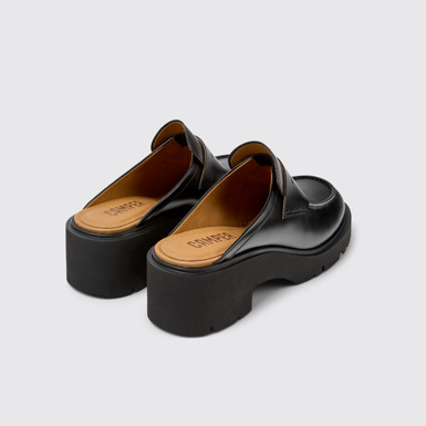 Back view of Milah Black Leather Clogs for Women